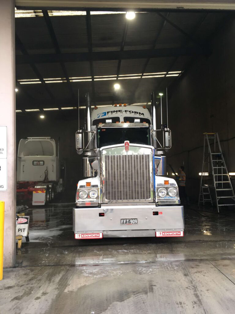 Prime mover wash inside Arndell Park truck bay